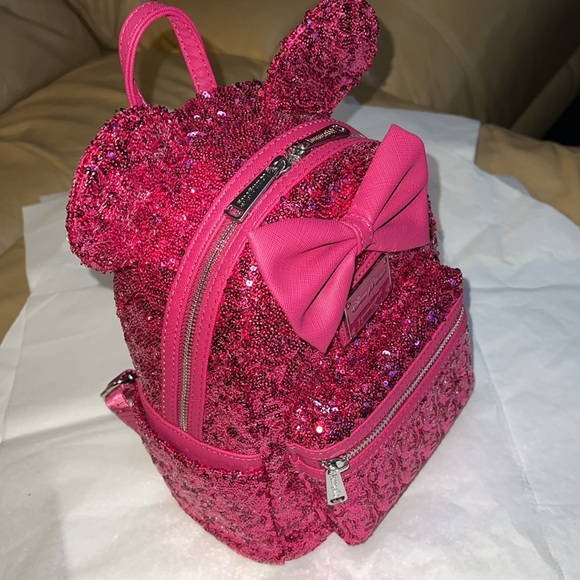 Minnie Mouse Sequin Loungefly Mini Backpack – Magenta - Picture 4 of 14